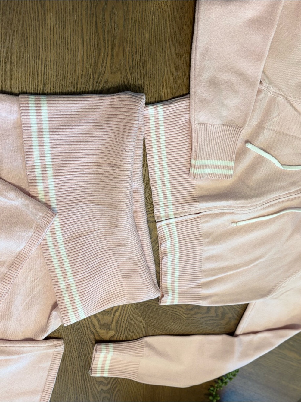 Pink Ribbed Waistband Sweatpants and Hoodie Set